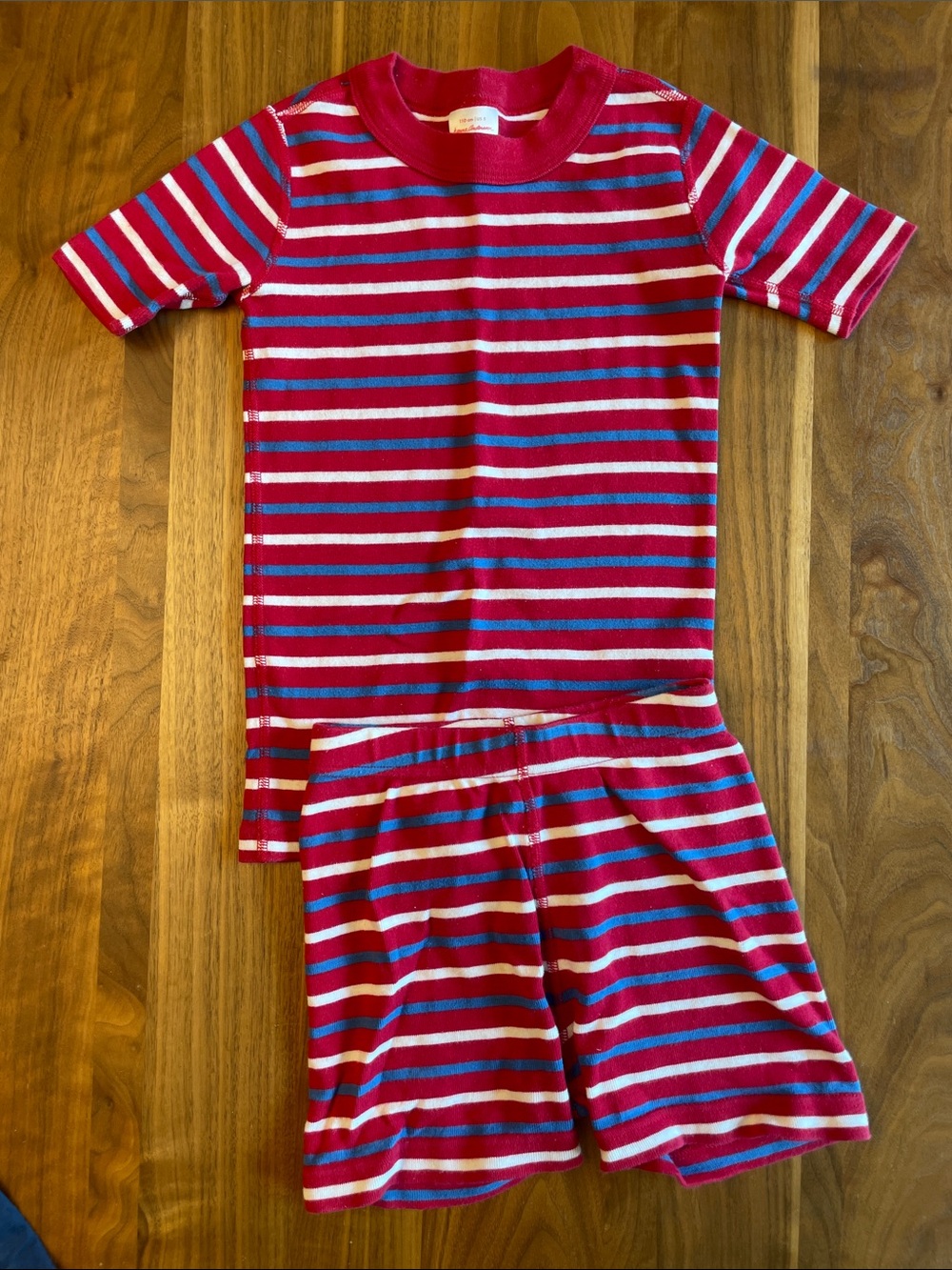 Hanna Andersson Red, Blue & White Striped Short Sleeve Pajama Set